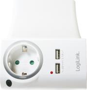 PA0165 SOCKET ADAPTER WITH PHONE HOLDER 1X CEE 7/3 + 2X USB-A LOGILINK