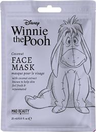 WINNIE THE POOH COCONUT FACE MASK ΥΦΑΣΜΑΤΙΝΗ ΜΑΣΚΑ ΠΡΟΣΩΠΟΥ ΜΕ ΚΑΡΥΔΑ ΓΙΑ ΛΑΜΨΗ ΚΩΔ 99160, 1X25ML MAD BEAUTY