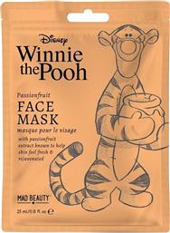 WINNIE THE POOH PASSIONFRUIT FACE MASK ΥΦΑΣΜΑΤΙΝΗ ΜΑΣΚΑ ΠΡΟΣΩΠΟΥ ΜΕ ΦΡΟΥΤΑ ΤΟΥ ΠΑΘΟΥΣ ΓΙΑ ΑΠΑΛΟΤΗΤΑ & ΛΑΜΨΗ ΚΩΔ 99157, 1X25ML MAD BEAUTY