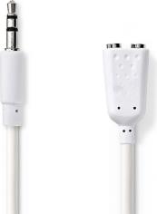 CAGP22100WT02 STEREO AUDIO CABLE 3.5MM MALE - 2X 3.5MM MALE 0.2M WHITE NEDIS