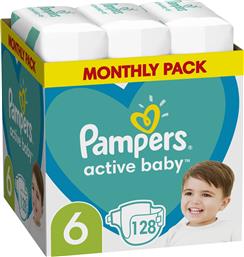 ACTIVE BABY MONTHLY PACK ΝΟ6 (13-18KG) 128 ΠΑΝΕΣ PAMPERS