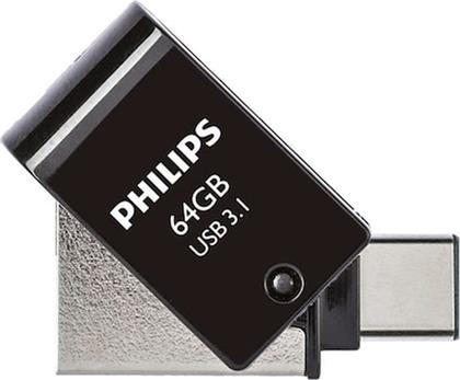 2-IN-1 32GB USB 3.1 STICK ΜΕ ΣΥΝΔΕΣΗ USB-C ΜΑΥΡΟ PHILIPS