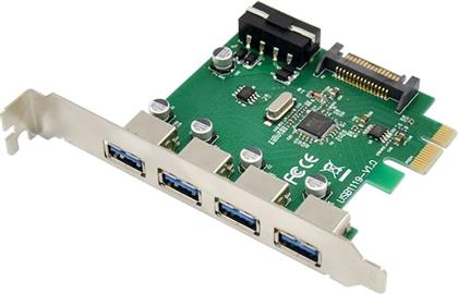 ΚΑΡΤΑ ΕΠΕΚΤΑΣΗΣ PCIE ΣΕ 4X USB 3.0 ST66, VL805 + RTL8153 POWERTECH