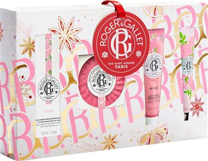 PROMO ROSE WELLBEING FRAGRANT WATER 30ML & PERFUMED SOAP BAR 100G & WELLBEING BODY LOTION 50ML & HAND CREAM 30ML ROGER & GALLET