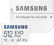 EVO PLUS 512GB MICRO SDXC UHS-I U3 V30 A2 + ADAPTER MB-MC512SA/EU SAMSUNG