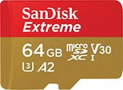 SDSQXAH-064G-GN6MA EXTREME 64GB MICRO SDXC UHS-I V30 U3 A2 CLASS 10 + SD ADAPTER SANDISK