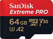 SDSQXCU-064G-GN6MA EXTREME PRO 64GB MICRO SDXC UHS-I U3 V30 A2 WITH ADAPTER SANDISK