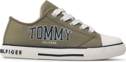 SNEAKERS LOW CUT LACE-UP SNEAKER T3X4-32208-1352 M MILITARY GREEN 414 TOMMY HILFIGER από το EPAPOUTSIA