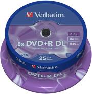 43757 DVD+R 8.5GB X8 DUAL LAYER 25PCS VERBATIM