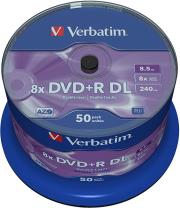 43758 DVD+R 8.5GB X8 DUAL LAYER 50PCS VERBATIM